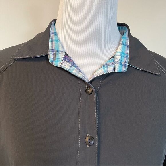 Gray Women's Kuhl Hiking Shirt with rolled sleeves - Picture 4 of 8